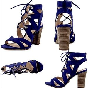 Blue lace up sandals
